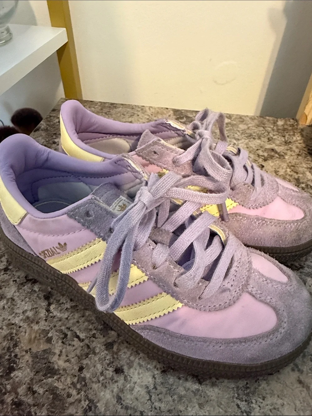 adidas Lavender Suede & Nylon Sneakers with Cream Accents